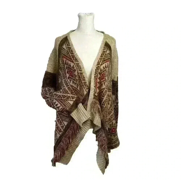 Lucky Brand Aztec Open Front Cardigan Sweater Long Sleeve Size Medium - Picture 1 of 8